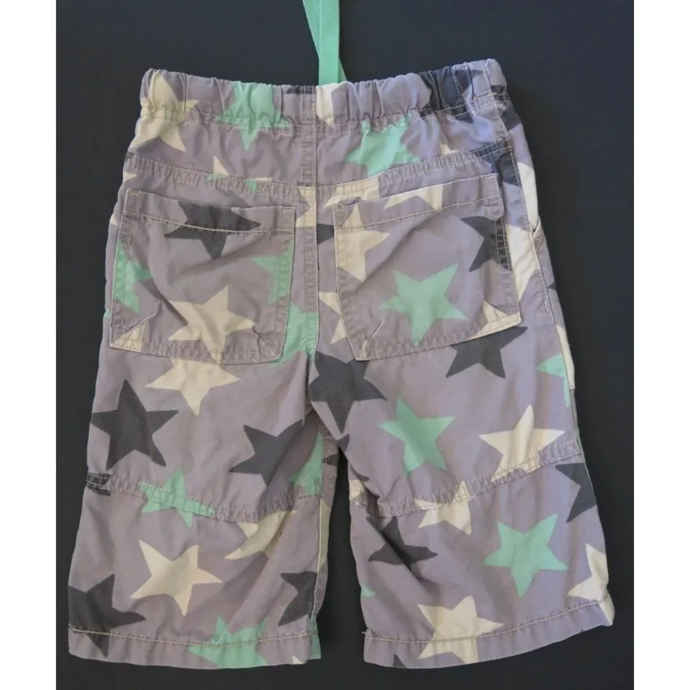 Mini Boden boys shorts 6 star print gray green black techno board pull on waist